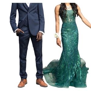 Sherri Hill Lace-Up Back Floral Dress